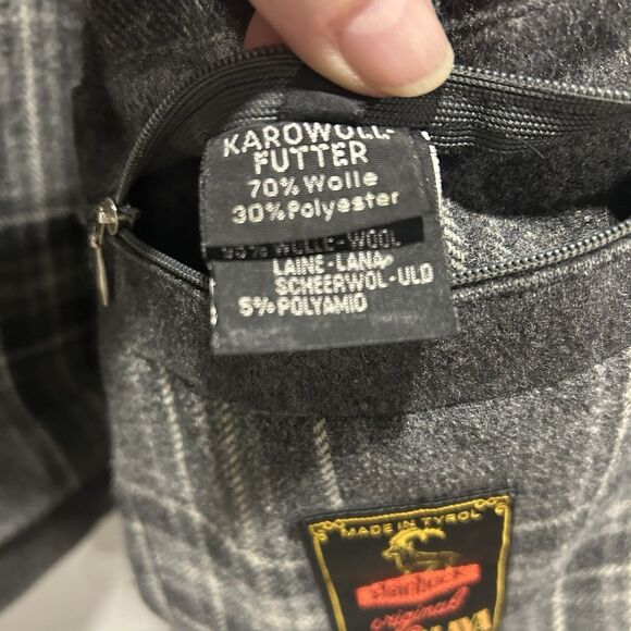 Steinbock Tyrol Austria Mens Wool Coat Flannel Lined Gray US 46 Distressed - Picture 3 of 4